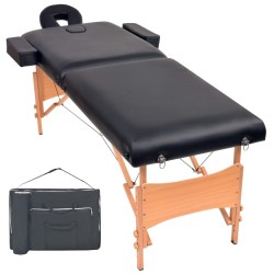Table de massage pliable à 2 zones 10 cm d'épaisseur Noir 
