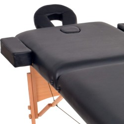 Table de massage pliable à 2 zones 10 cm d'épaisseur Noir 