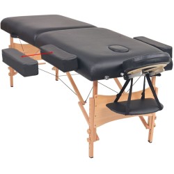 Table de massage pliable à 2 zones 10 cm d'épaisseur Noir 