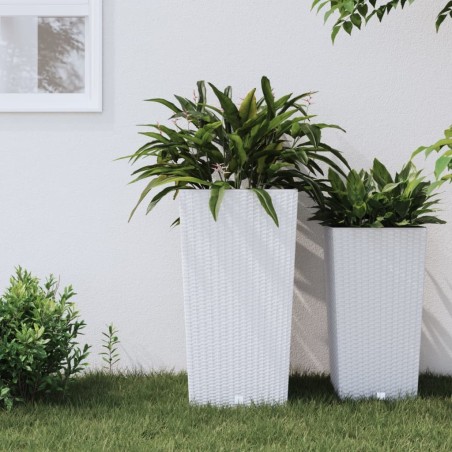 Jardinière et intérieur amovible blanc 21 /49 L rotin PP 