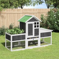 Clapier gris 170x63x113 cm bois de pin massif 