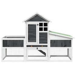 Clapier gris 170x63x113 cm bois de pin massif 