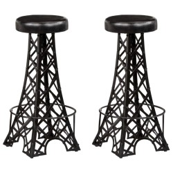 Tabourets de bar lot de 2 cuir véritable 