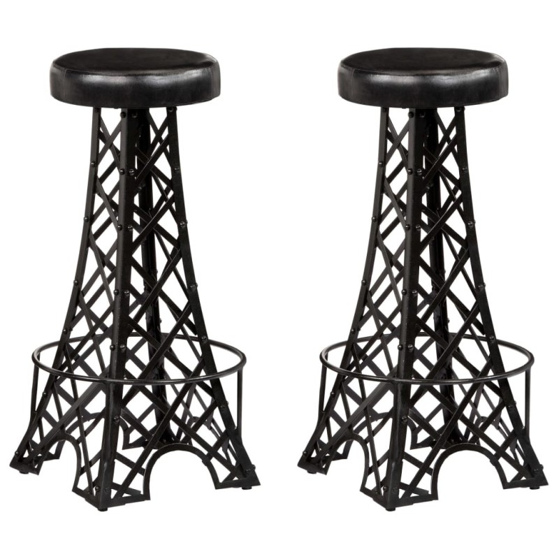 Tabourets de bar lot de 2 cuir véritable Tabourets de bar lot de 2 cuir véritable