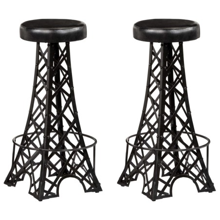 Tabourets de bar lot de 2 cuir véritable 