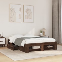 Cadre de lit sans matelas chêne marron 140x200 cm 
