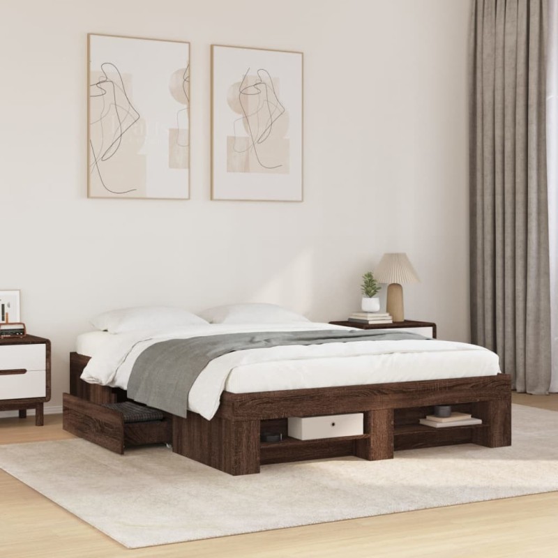 Cadre de lit sans matelas chêne marron 140x200 cm 