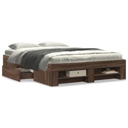 Cadre de lit sans matelas chêne marron 140x200 cm 