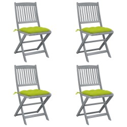 Chaises pliables d'extérieur lot de 4 et coussins Bois d'acacia 