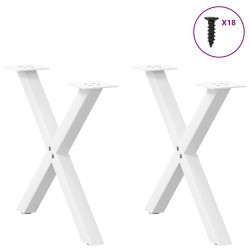 Pieds de table basse en forme de X, 2 pièces, blanc, 50 x (42-43) cm, acier 