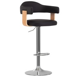 Tabourets de bar lot de 2 noir bois courbé et similicuir 