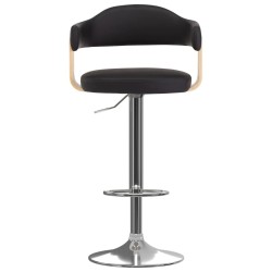 Tabourets de bar lot de 2 noir bois courbé et similicuir 