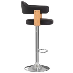 Tabourets de bar lot de 2 noir bois courbé et similicuir 
