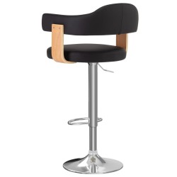 Tabourets de bar lot de 2 noir bois courbé et similicuir 
