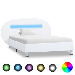 Cadre de lit avec LED sans matelas blanc 100x200 cm 