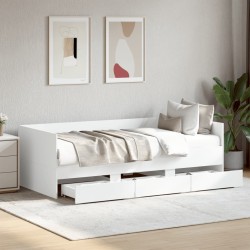 Lit de jour avec tiroirs sans matelas blanc 75x190 cm 