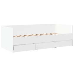 Lit de jour avec tiroirs sans matelas blanc 75x190 cm 