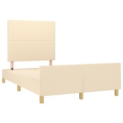 Cadre de lit sans matelas crème 120x190 cm tissu 