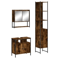 Ensemble de meubles de salle de bain 3 pcs Chêne fumé 