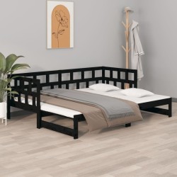 Lit coulissant sans matelas noir 2x(90x200) cm 