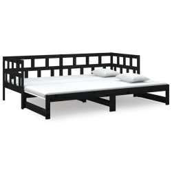 Lit coulissant sans matelas noir 2x(90x200) cm 