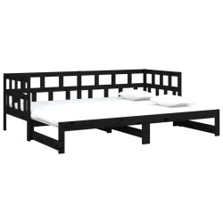 Lit coulissant sans matelas noir 2x(90x200) cm 