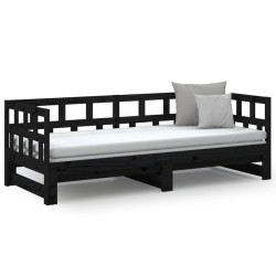 Lit coulissant sans matelas noir 2x(90x200) cm 