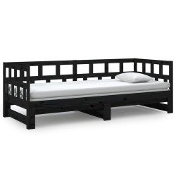 Lit coulissant sans matelas noir 2x(90x200) cm 