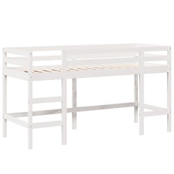 Lit superposé avec échelle et toit sans matelas blanc 80x200 cm 