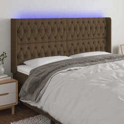 Tête de lit à LED Marron foncé 183x16x118/128 cm Tissu 