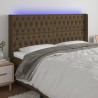 Tête de lit à LED Marron foncé 183x16x118/128 cm Tissu 