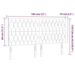 Tête de lit à LED Marron foncé 183x16x118/128 cm Tissu 