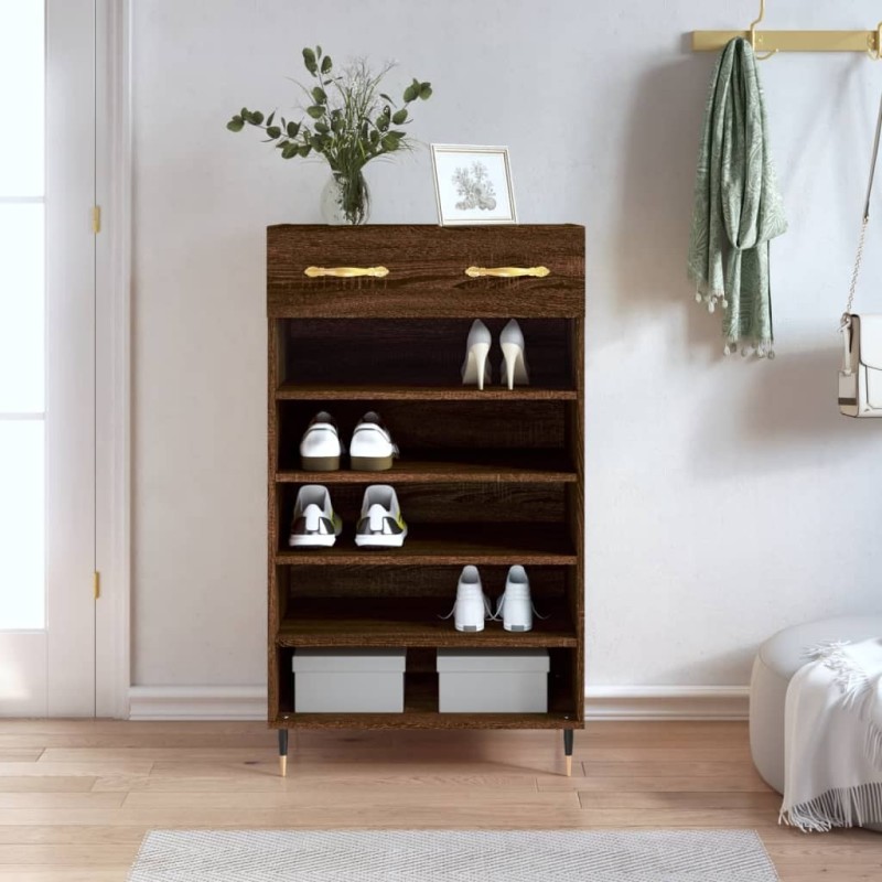 Armoire à chaussures chêne marron 60x35x105cm bois d'ingénierie Armoire à chaussures chêne marron 60x35x105cm bois d'ingénierie