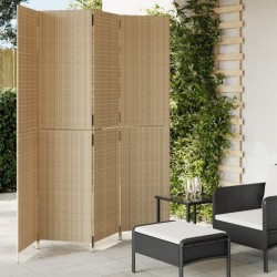 Cloison de séparation 4 panneaux beige résine tressée 
