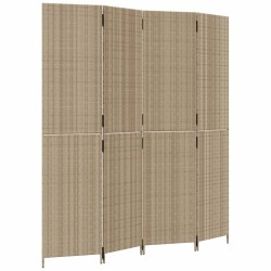 Cloison de séparation 4 panneaux beige résine tressée 