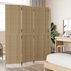 Cloison de séparation 4 panneaux beige résine tressée 