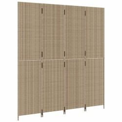 Cloison de séparation 4 panneaux beige résine tressée 
