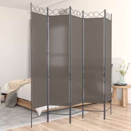 Cloison de séparation 5 panneaux Anthracite 200x200 cm Tissu 