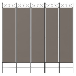 Cloison de séparation 5 panneaux Anthracite 200x200 cm Tissu 