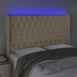 Tête de lit à LED Crème 163x16x118/128 cm Tissu 