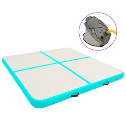 Tapis gonflable de gymnastique avec pompe 200x200x15cm PVC Vert 