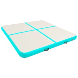 Tapis gonflable de gymnastique avec pompe 200x200x15cm PVC Vert 