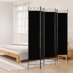 Cloison de séparation 5 panneaux Noir 200x200 cm Tissu 