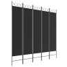 Cloison de séparation 5 panneaux Noir 200x200 cm Tissu 