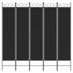 Cloison de séparation 5 panneaux Noir 200x200 cm Tissu 