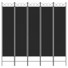 Cloison de séparation 5 panneaux Noir 200x200 cm Tissu 