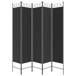 Cloison de séparation 5 panneaux Noir 200x200 cm Tissu 