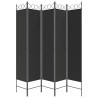 Cloison de séparation 5 panneaux Noir 200x200 cm Tissu 