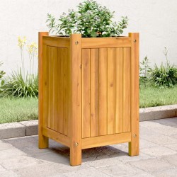 Jardinière avec doublure 31x31x50 cm bois massif d'acacia 