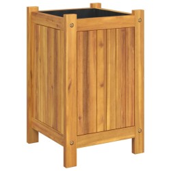Jardinière avec doublure 31x31x50 cm bois massif d'acacia 